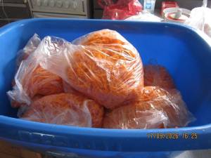 Shredded carrots ready for the freezer