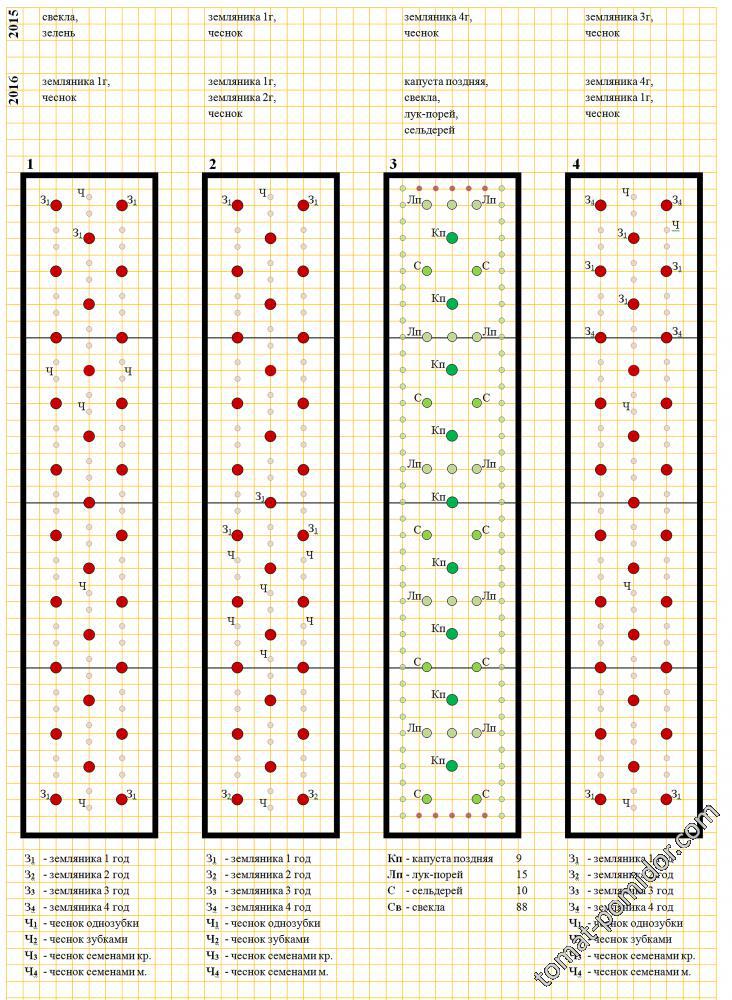 схема посадок - открытый грунт (1-4)