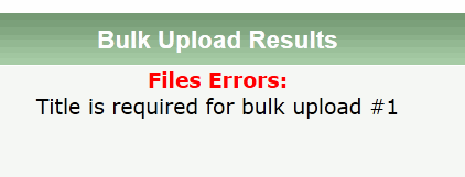 Bulk ERROR