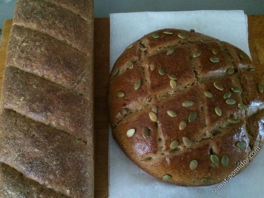 Хлеб на закваске цельнозерновой пшеничный и ржано-пшеничный