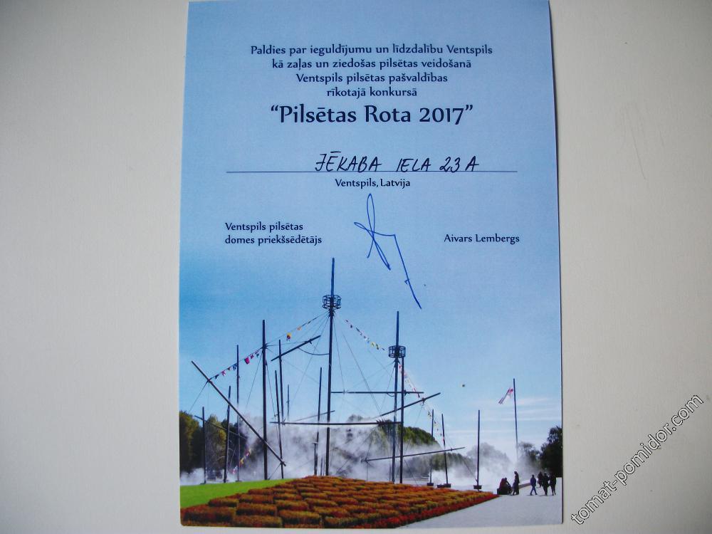 благодарность от мэра