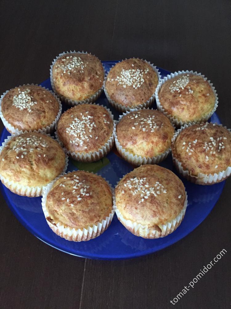Кексы с цукини ,творогом и зеленью